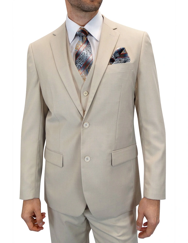 Tan-Anzug: Eleganz in Beige! Dreiteilig, passgenau, TS2V – Dein stilvoller Auftritt.